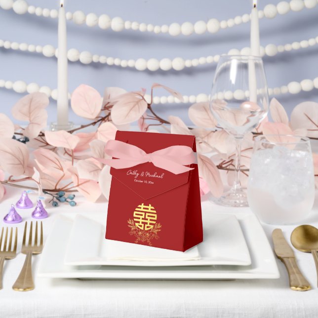 Ballotins Fleur de double bonheur cercle mariage chinois (Mariage)