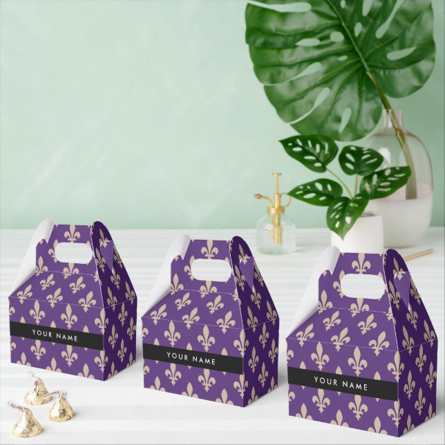 Ballotins Fleur de Lis, Beige on Purple, Royal, Your Name (Multiple)