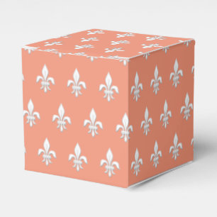 Ballotins Fleur de Lis en blanc sur Coral clair rose / Pêche
