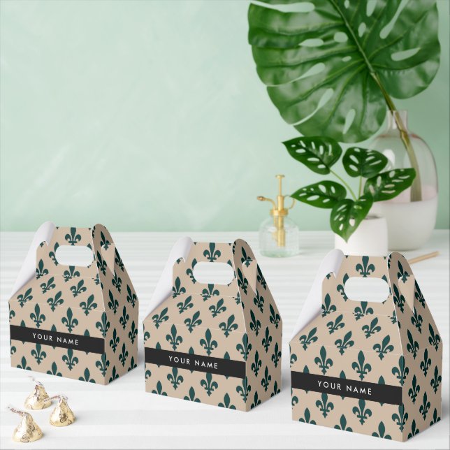 Ballotins Fleur de Lis, Vert sur Beige, Royal, Votre Nom (Multiple)