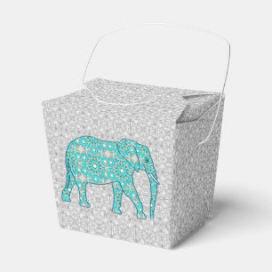 Ballotins Fleur mandala éléphant - turquoise, gris & blanc
