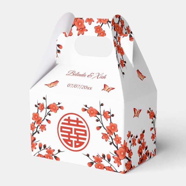 Ballotins Fleur orientale rouge | Mariage chinois  (Verso)