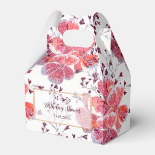 Ballotins Fleur rouge rose sur blanc.