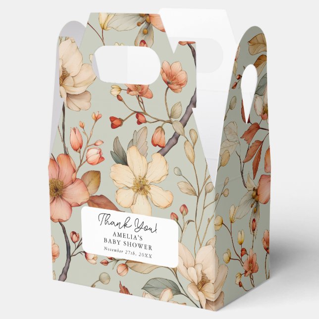 Ballotins Fleur sauvage Boho Sage Green Baby shower Floral (Ouvert)