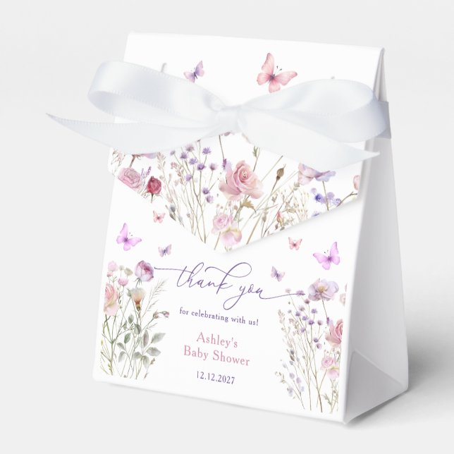Ballotins Fleur sauvage Papillon violet Baby shower Merci (Verso)
