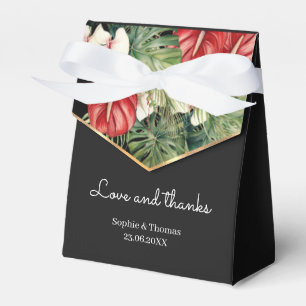 Ballotins Fleur tropicale et feuilles mariage sombre