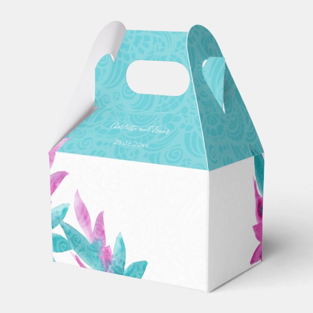 Ballotins Fleurs Abstraites Tropicales Turquoise Rose Modern (Verso)