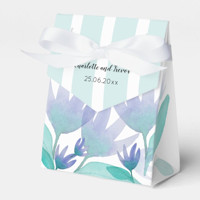 Ballotins Fleurs aquarelles bleu-vert de l'océan Caraïbes (Verso)