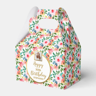 Ballotins Fleurs aquarelles, Photo personnalisée, Joyeux ann