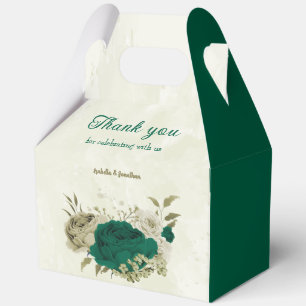 Ballotins fleurs beige vert émeraude mariage