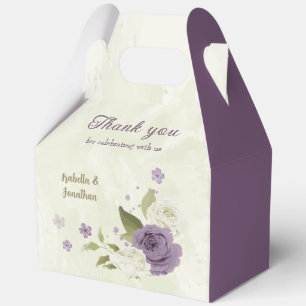 Ballotins fleurs blanches mauves verdure mariage