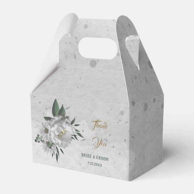 Ballotins fleurs blanches romantiques verdure mariage (Verso)