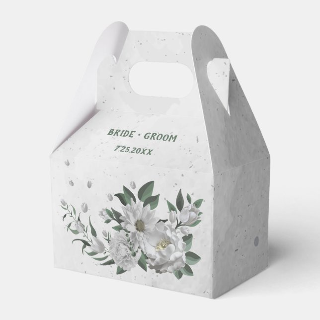 Ballotins fleurs blanches romantiques verdure mariage (Verso)
