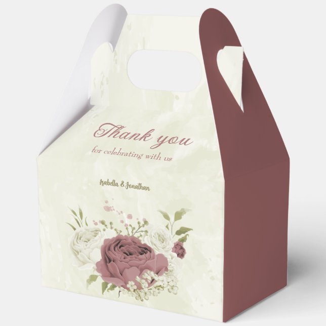 Ballotins fleurs blanches rose poussiéreuse mariage (Recto)
