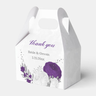 Ballotins fleurs blanches violettes mariage botanique argent