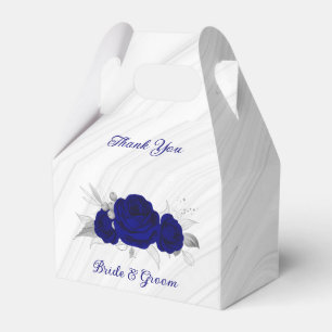 Ballotins fleurs bleu royal feuilles argent marbre