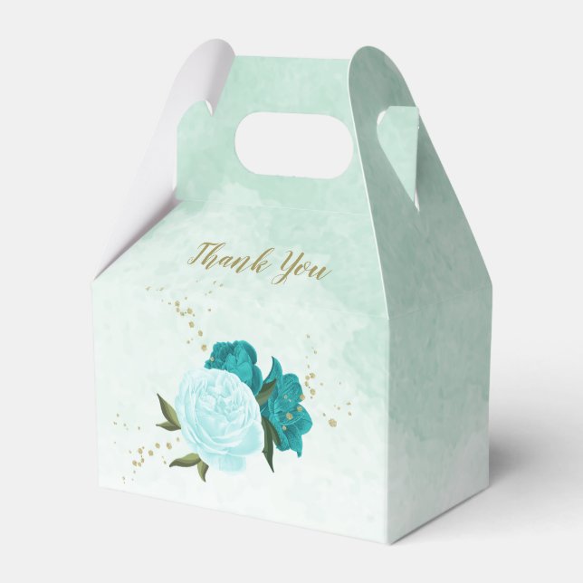Ballotins fleurs bleu turquoise mariage (Verso)
