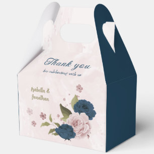 Ballotins fleurs bleues marine roses mariage 