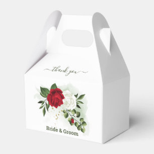 Ballotins Fleurs botaniques rouges et blanches pour mariage