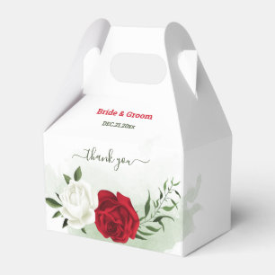 Ballotins Fleurs botaniques rouges et blanches pour mariage
