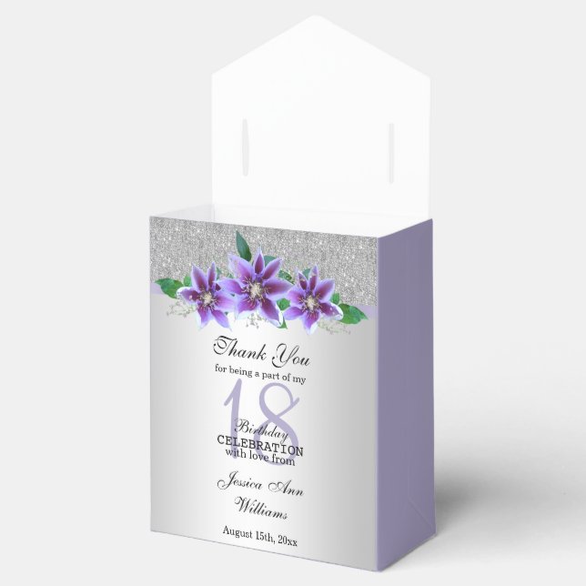 Ballotins Fleurs Clematis et Argent Classy 18e anniversaire (Ouvert)