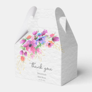 Ballotins Fleurs d'aquarelle Boho brillantes et verdure doré