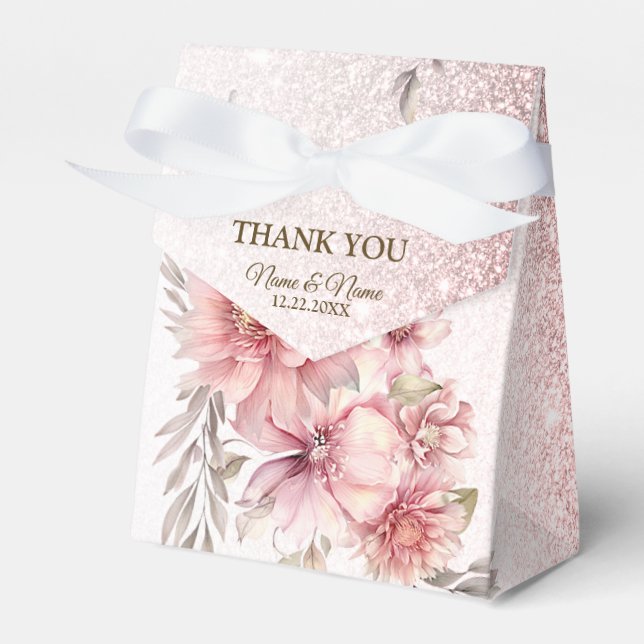 Ballotins Fleurs d'aquarelle rose fêtards Parties scintillan (Verso)