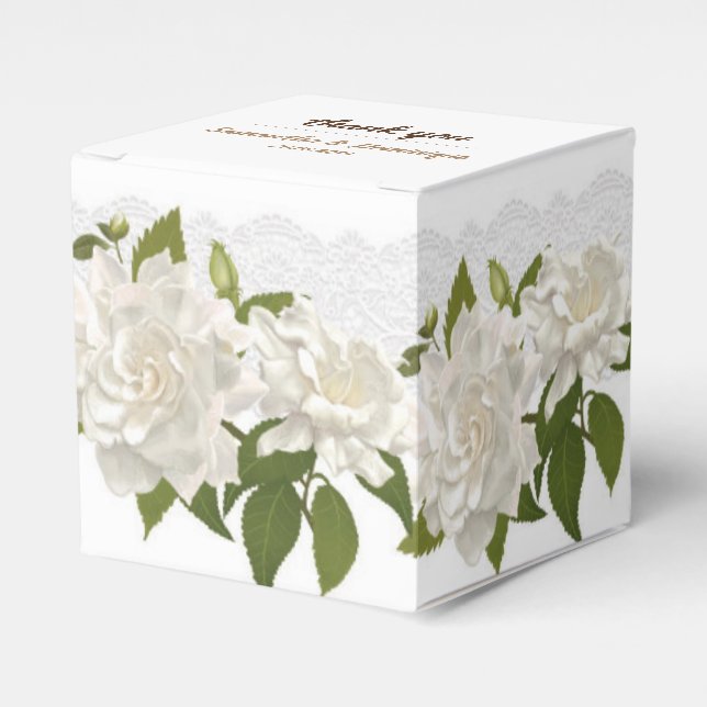 Ballotins Fleurs de dentelle mariage Boîte cadeau Carré Fave (Verso)