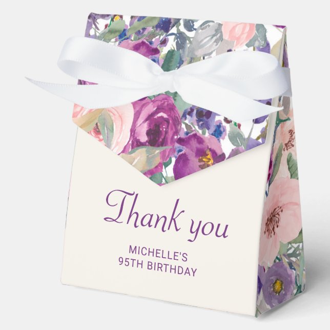 Ballotins Fleurs de feuillage rose blush violet pour anniver (Recto)