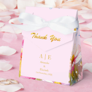 Ballotins Fleurs de glace rose avec écriture merci or person