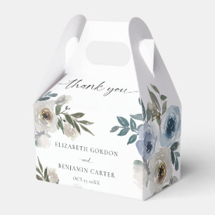 Ballotins Fleurs de mariage bleu poussiéreux Écriture élégan