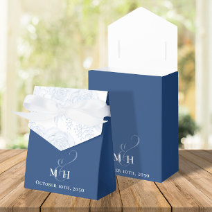 Ballotins Fleurs de mariage Botanique Bleu Typographie