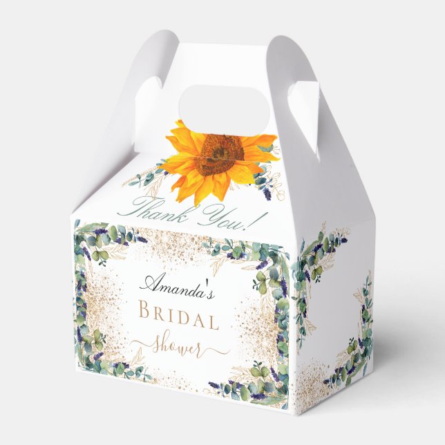 Ballotins Fleurs de mariage tournesols eucalyptus paillettes (Verso)