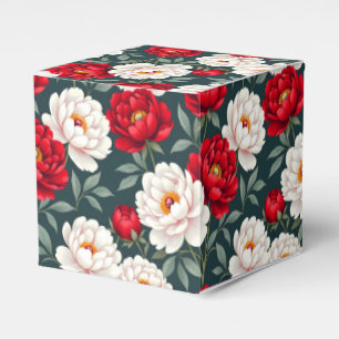 Ballotins Fleurs de pivoine rouges et blanches