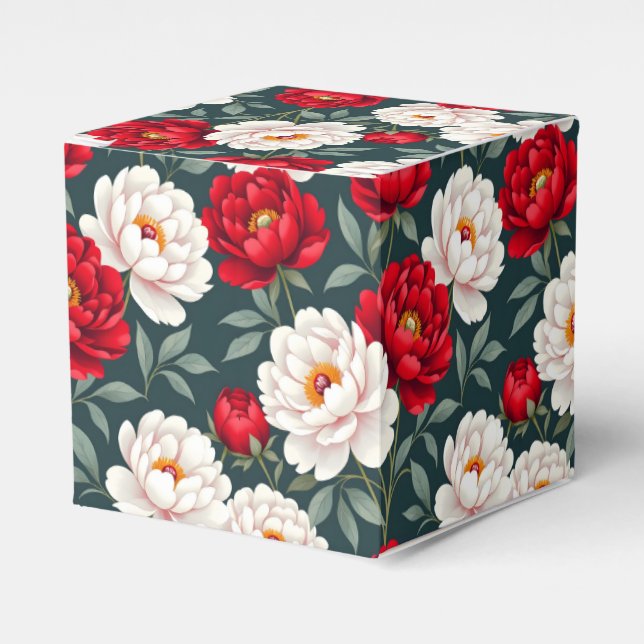 Ballotins Fleurs de pivoine rouges et blanches  (Verso)