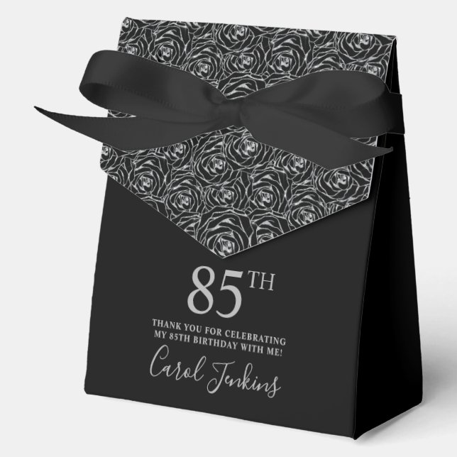 Ballotins Fleurs de remerciement argentées pour 85e annivers (Recto)
