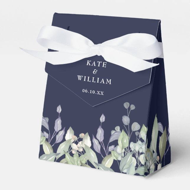 Ballotins Fleurs de verdure lilas mariage bleu marine (Verso)