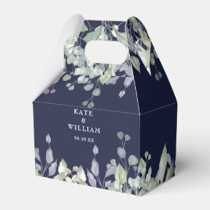 Ballotins Fleurs de verdure lilas mariage bleu marine