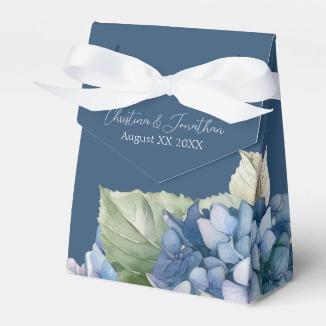 Ballotins Fleurs d'hortensia aquarelle bleue romantique sur  (Verso)