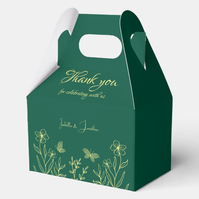 Ballotins Fleurs d'or simple vert émeraude mariage (Recto)