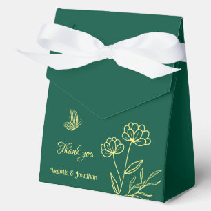 Ballotins Fleurs dorées simples mariage vert émeraude
