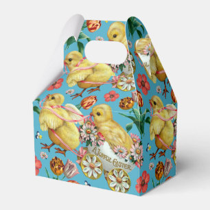 Ballotins Fleurs et poules Vintages colorées Motif de Pâques