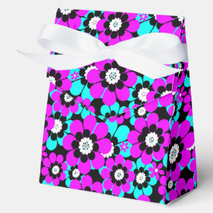 Ballotins Fleurs florales en néon Motif violet et turquoise