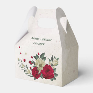 Ballotins fleurs jaunes pâles rouges mariage