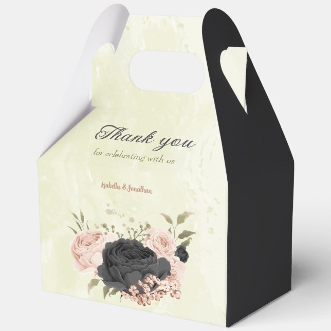 Ballotins fleurs noires rose (Recto)