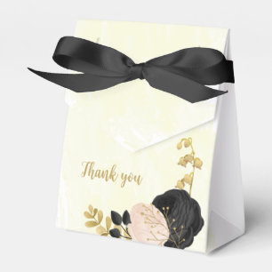 Ballotins fleurs noires roses or botanique mariage