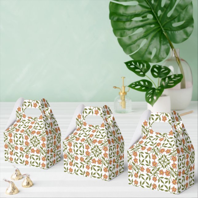 Ballotins Fleurs orange, Motif Floral, Verdure, Boho (Multiple)