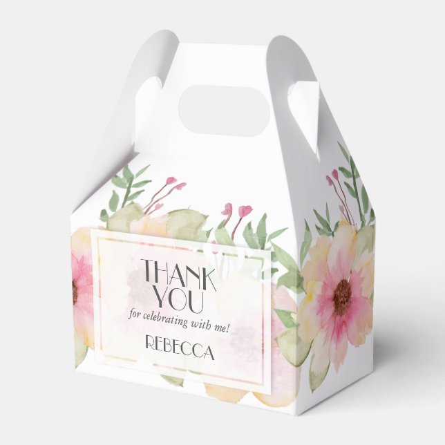 Ballotins Fleurs roses aquarelle Merci  (Verso)
