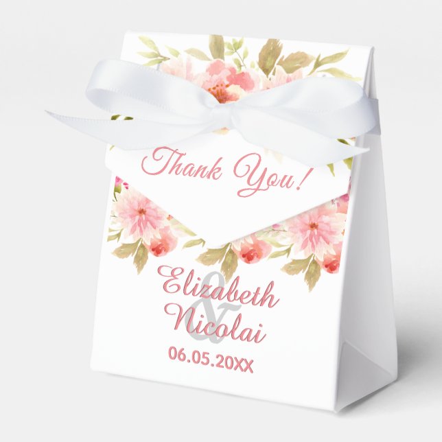 Ballotins Fleurs roses blanches mariage merci (Verso)