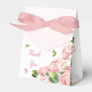 Ballotins fleurs roses chaudes vert feuille papillons mariag
